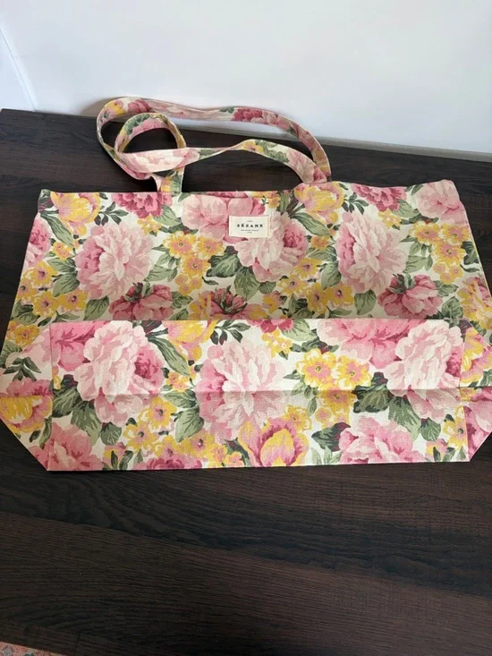 Sezane London Boutique Floral Garden Tote Bag 100% Cotton Shopping Tote NWOT - Picture 5 of 6